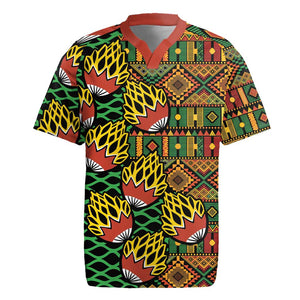 African Tribal Geometric Mixed Kanga Pattern Rugby Jersey