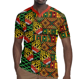 African Tribal Geometric Mixed Kanga Pattern Rugby Jersey