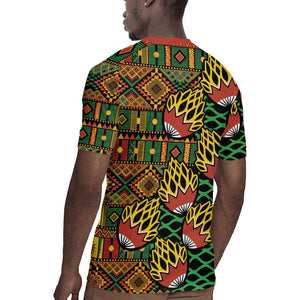 African Tribal Geometric Mixed Kanga Pattern Rugby Jersey