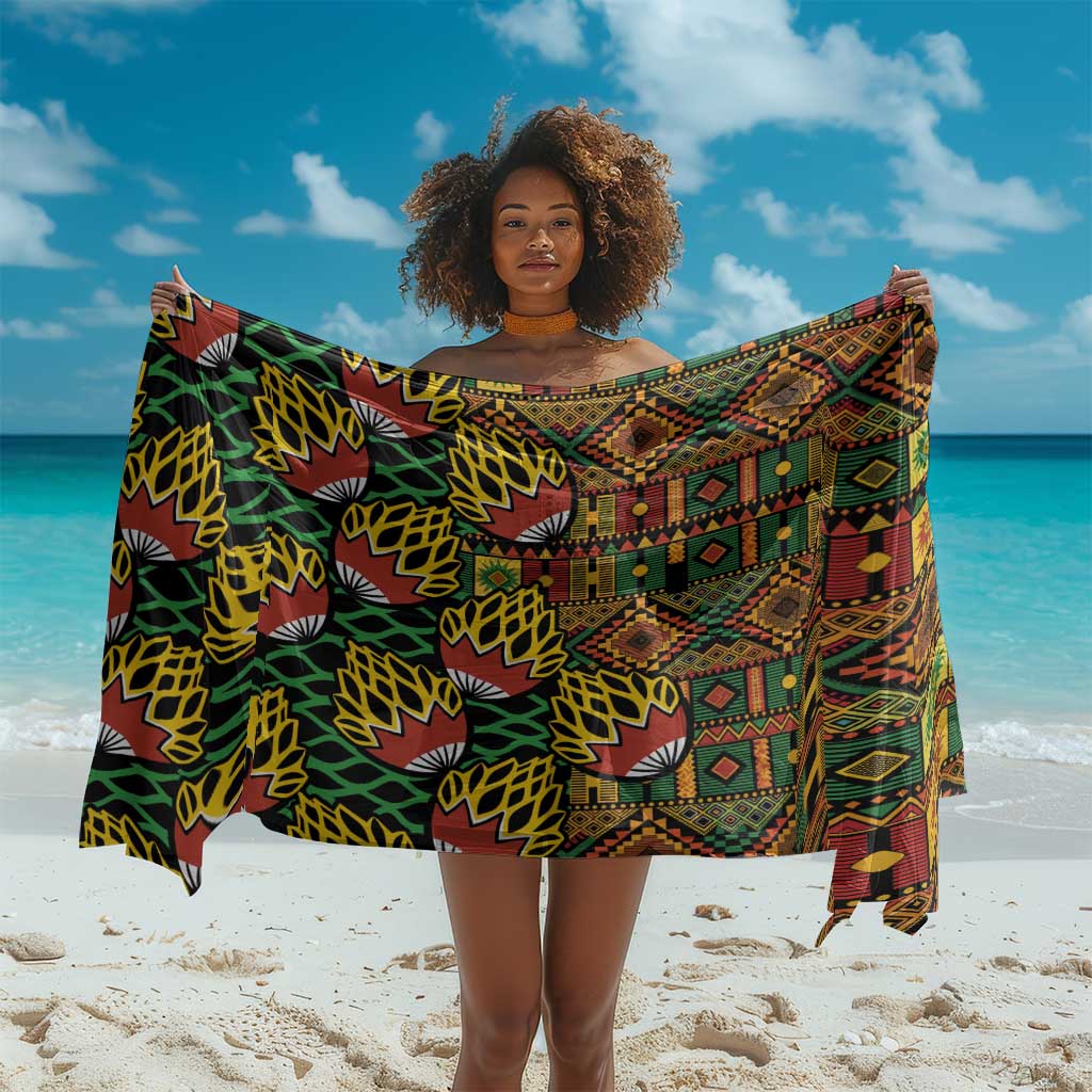 African Tribal Geometric Mixed Kanga Pattern Sarong