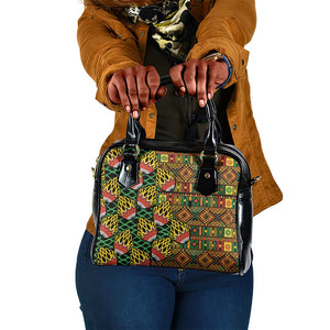 African Tribal Geometric Mixed Kanga Pattern Shoulder Handbag