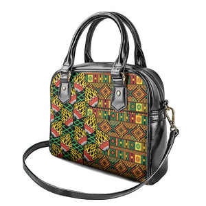 African Tribal Geometric Mixed Kanga Pattern Shoulder Handbag