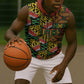 African Tribal Geometric Mixed Kanga Pattern Sleeveless Zip Hoodie - African Pride