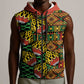 African Tribal Geometric Mixed Kanga Pattern Sleeveless Zip Hoodie - African Pride