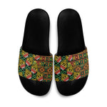 African Tribal Geometric Mixed Kanga Pattern Slide Sandals