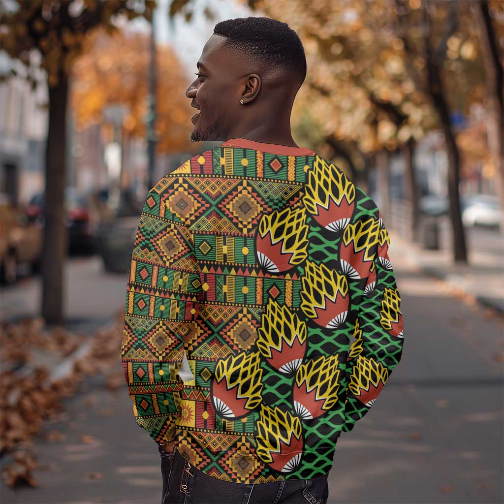 African Tribal Geometric Mixed Kanga Pattern Sweatshirt