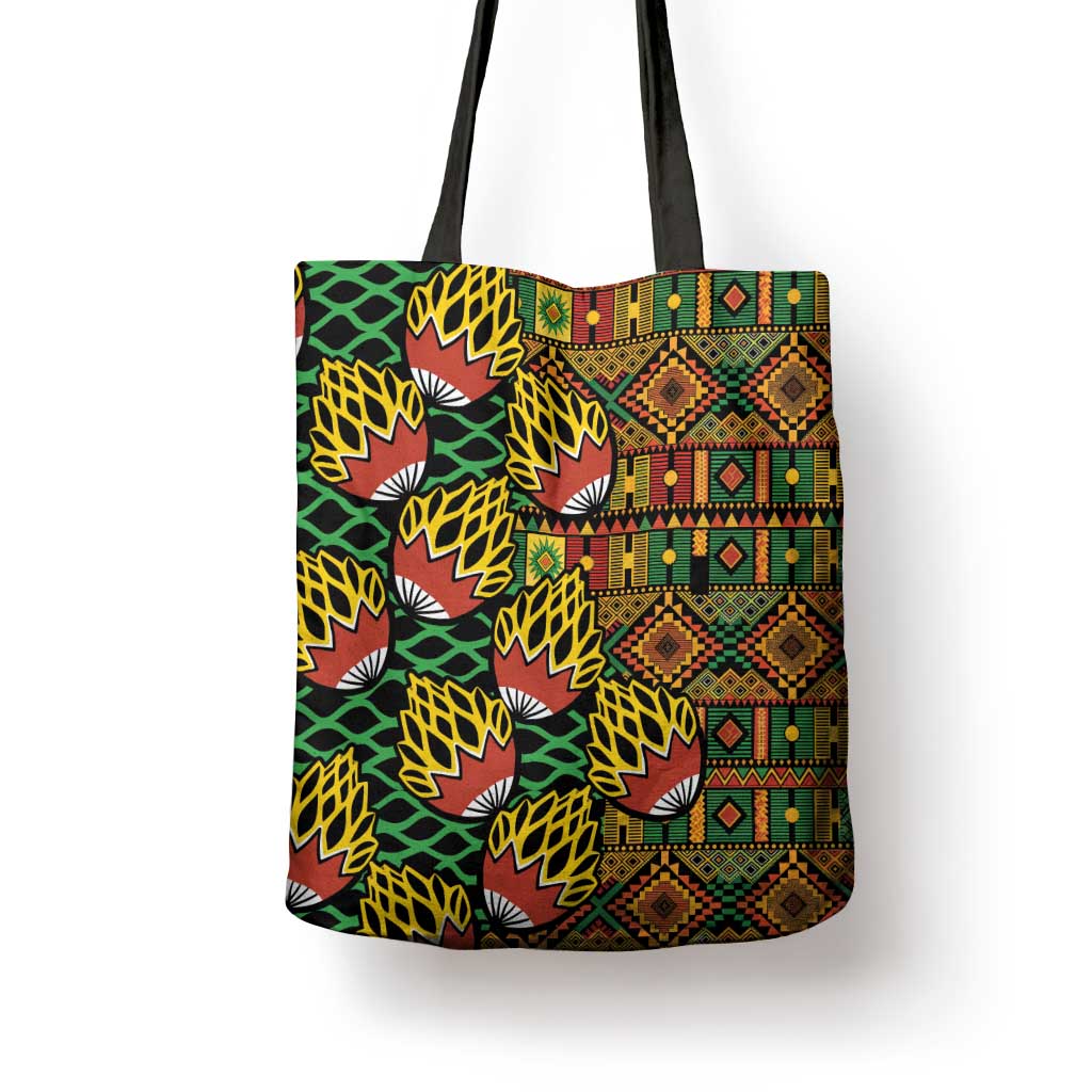African Tribal Geometric Mixed Kanga Pattern Tote Bag