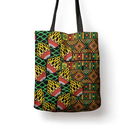 African Tribal Geometric Mixed Kanga Pattern Tote Bag