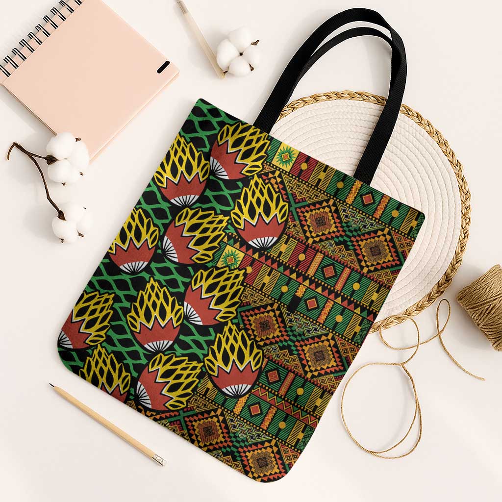 African Tribal Geometric Mixed Kanga Pattern Tote Bag