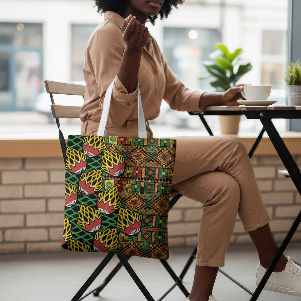 African Tribal Geometric Mixed Kanga Pattern Tote Bag