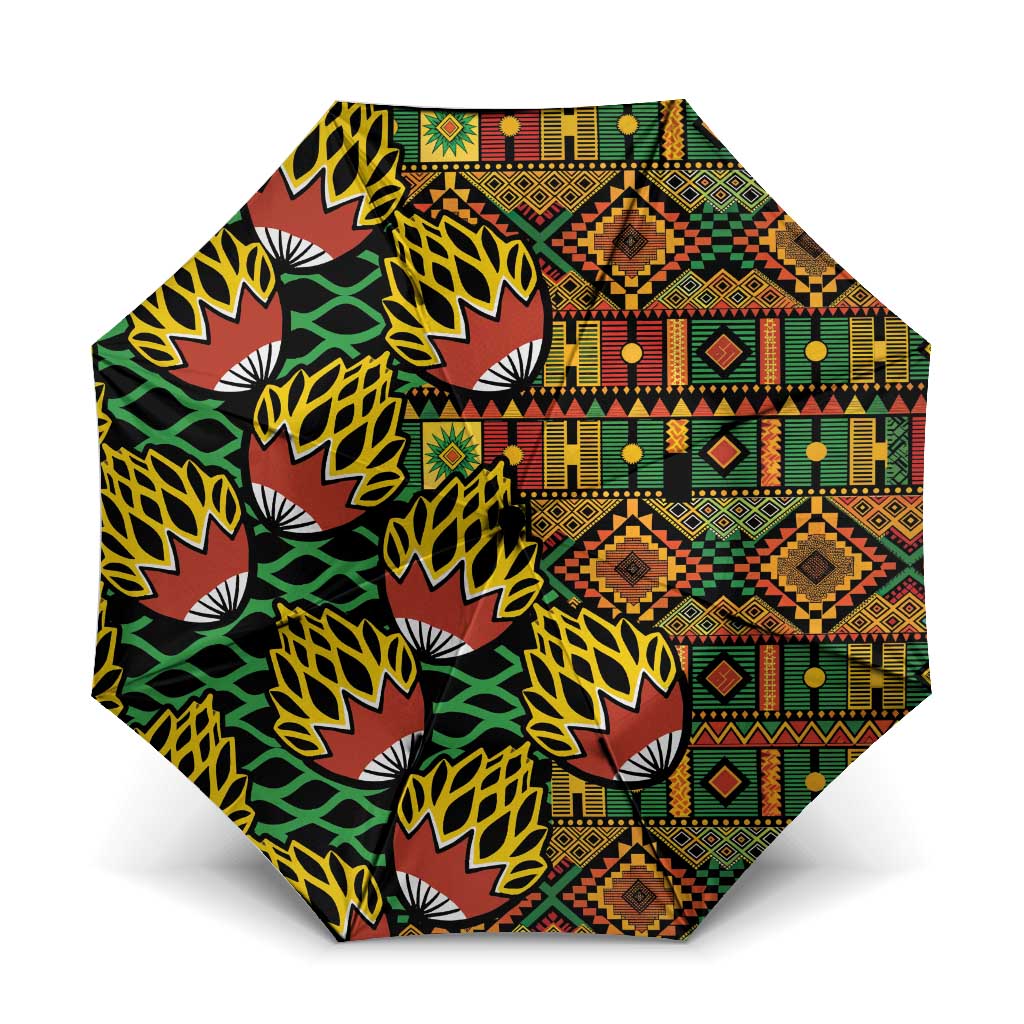 African Tribal Geometric Mixed Kanga Pattern Umbrella