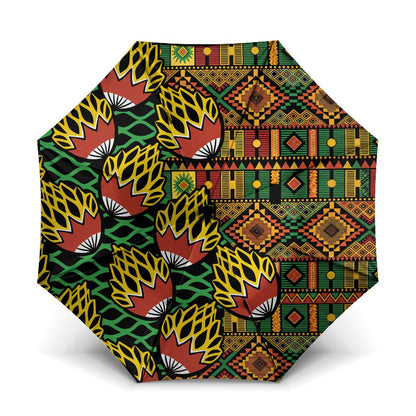 African Tribal Geometric Mixed Kanga Pattern Umbrella