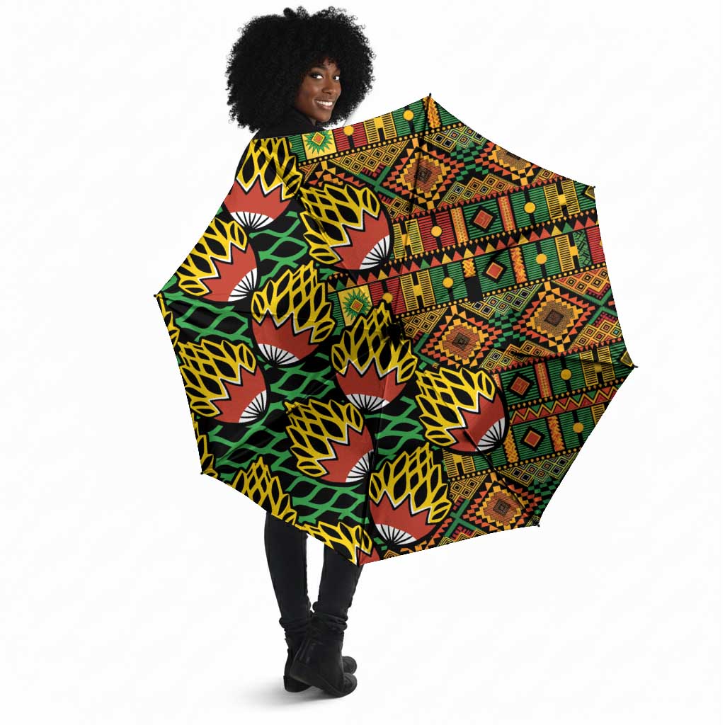 African Tribal Geometric Mixed Kanga Pattern Umbrella