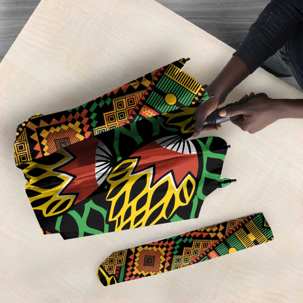 African Tribal Geometric Mixed Kanga Pattern Umbrella