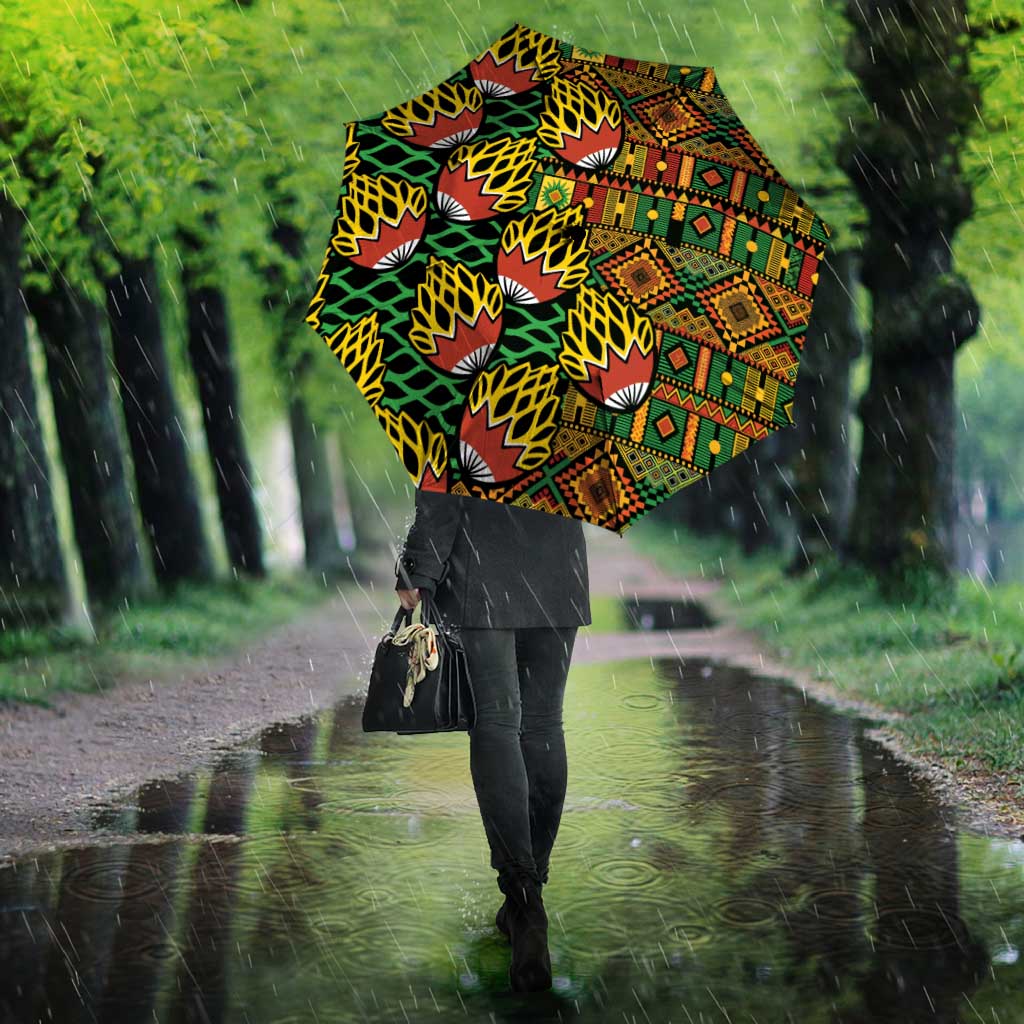 African Tribal Geometric Mixed Kanga Pattern Umbrella