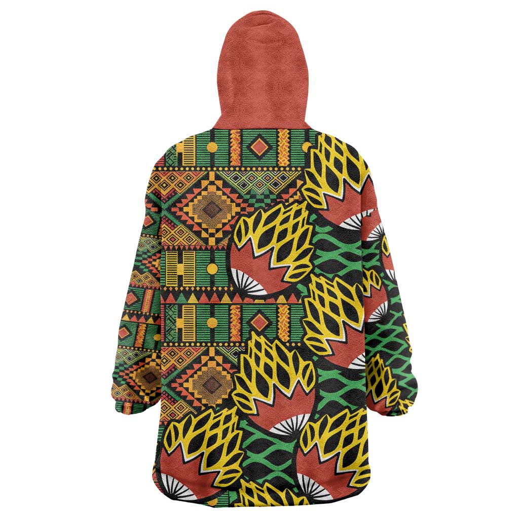 African Tribal Geometric Mixed Kanga Pattern Wearable Blanket Hoodie