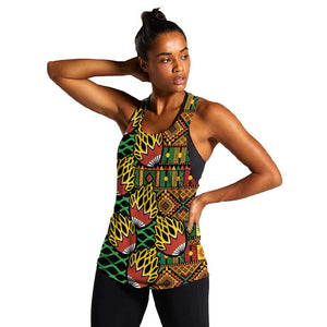 African Tribal Geometric Mixed Kanga Pattern Women Racerback Tank