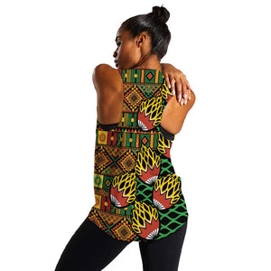 African Tribal Geometric Mixed Kanga Pattern Women Racerback Tank