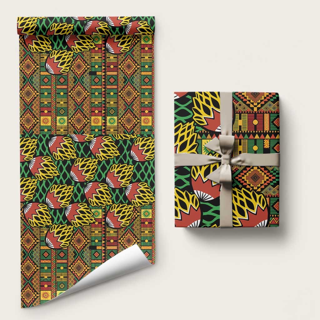 African Tribal Geometric Mixed Kanga Pattern Wrapping Paper - African Pride