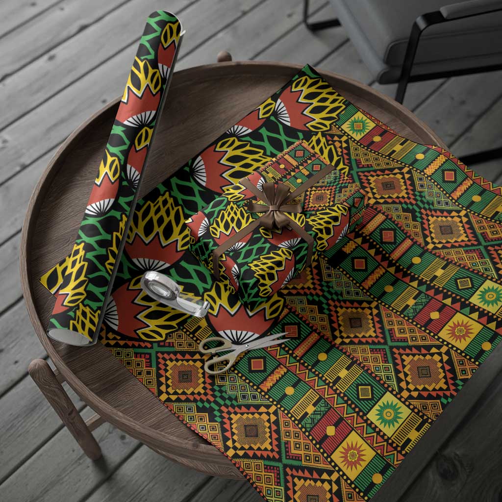African Tribal Geometric Mixed Kanga Pattern Wrapping Paper - African Pride