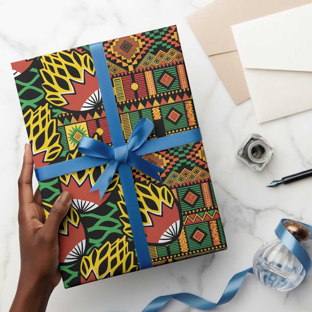 African Tribal Geometric Mixed Kanga Pattern Wrapping Paper - African Pride