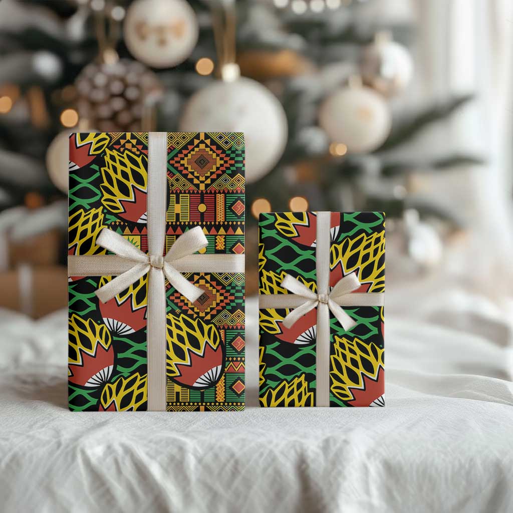 African Tribal Geometric Mixed Kanga Pattern Wrapping Paper - African Pride
