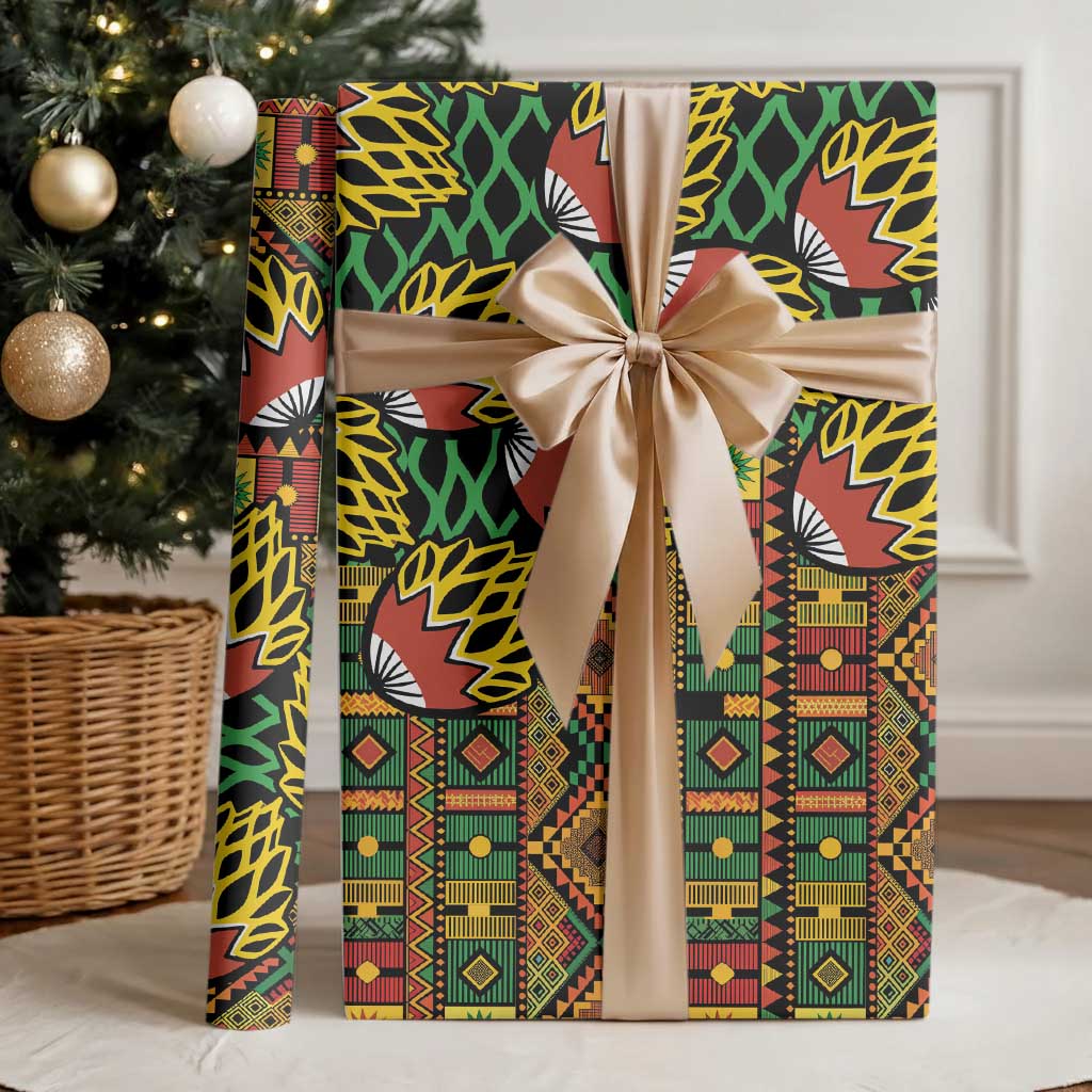 African Tribal Geometric Mixed Kanga Pattern Wrapping Paper - African Pride