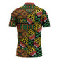 African Tribal Geometric Mixed Kanga Pattern Zipper Polo Shirt