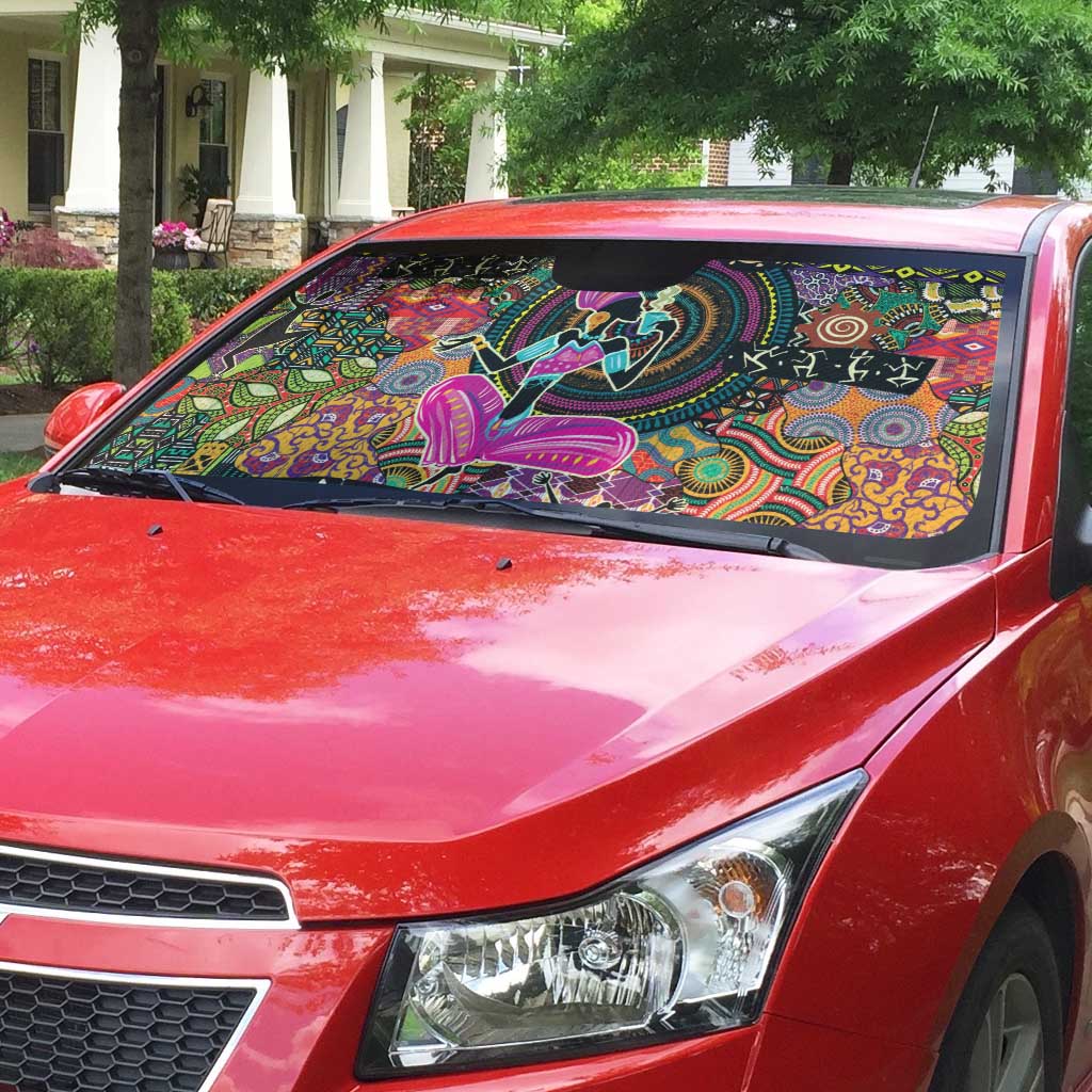 African Women Ethnic Motifs Auto Sun Shade