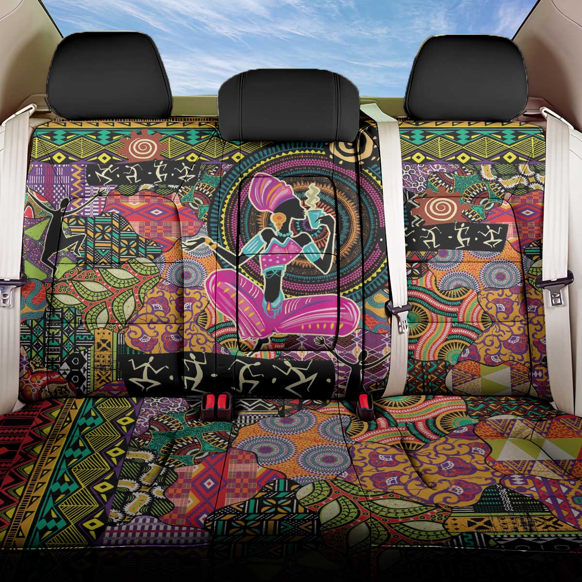 African Women Ethnic Motifs Back Car Seat Cover