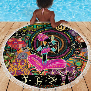 African Women Ethnic Motifs Beach Blanket