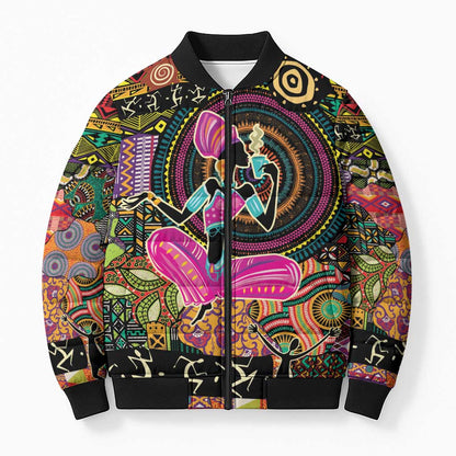 African Women Ethnic Motifs Bomber Puffer Jacket