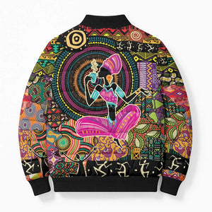 African Women Ethnic Motifs Bomber Puffer Jacket