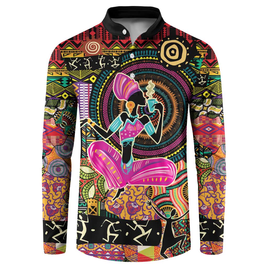 African Women Ethnic Motifs Button Sweatshirt