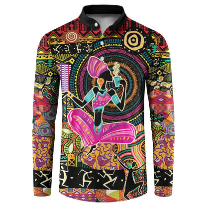 African Women Ethnic Motifs Button Sweatshirt