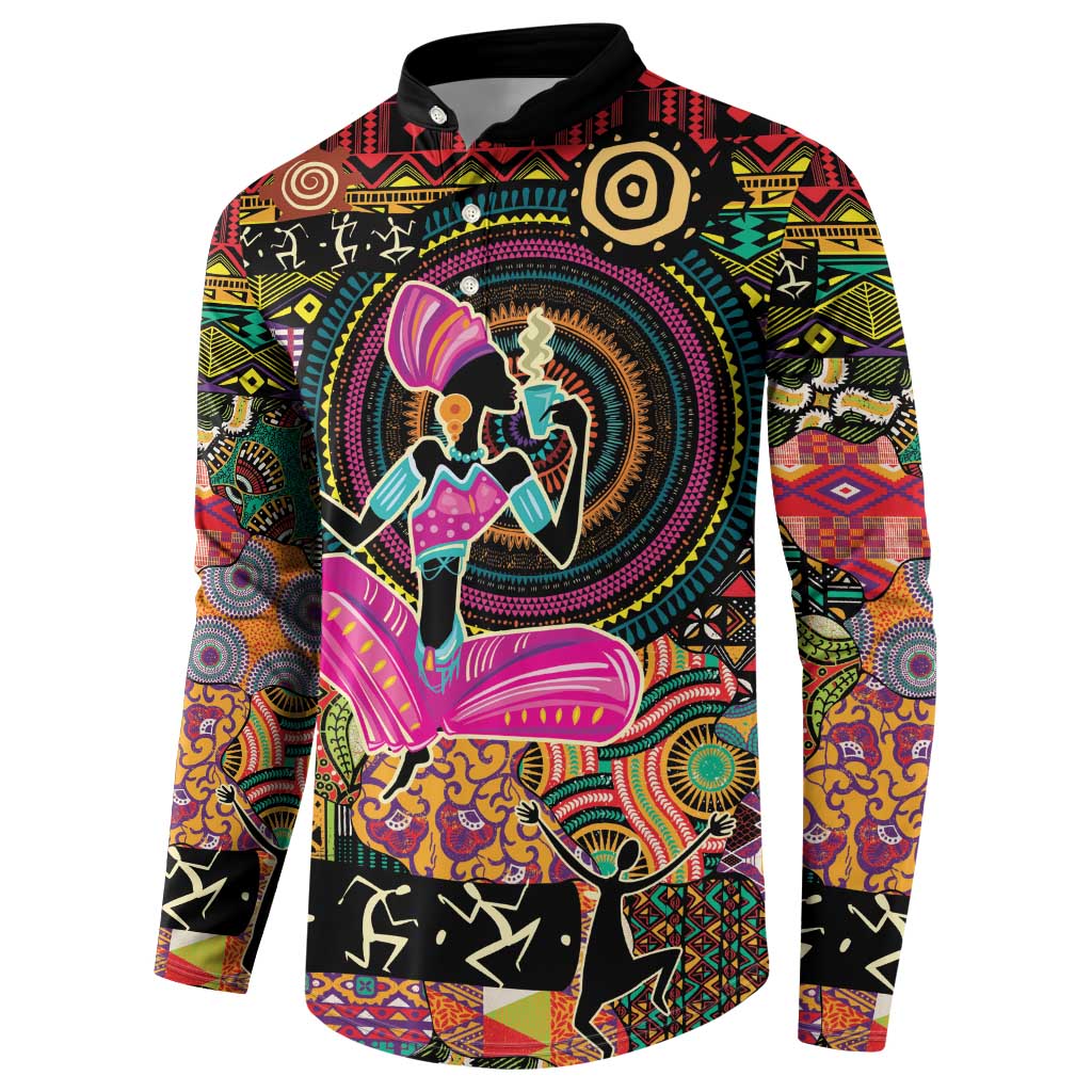 African Women Ethnic Motifs Button Sweatshirt