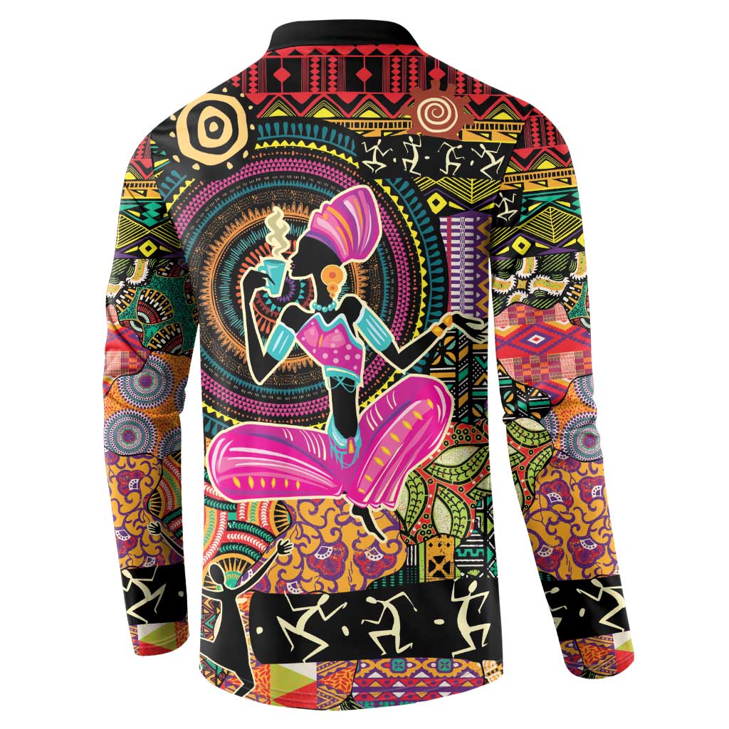 African Women Ethnic Motifs Button Sweatshirt