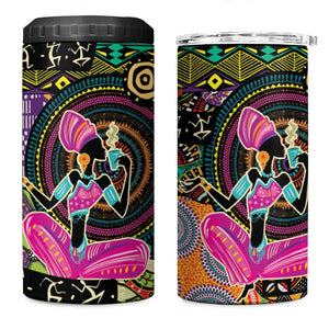 African Women Ethnic Motifs 4 in 1 Can Cooler Tumbler