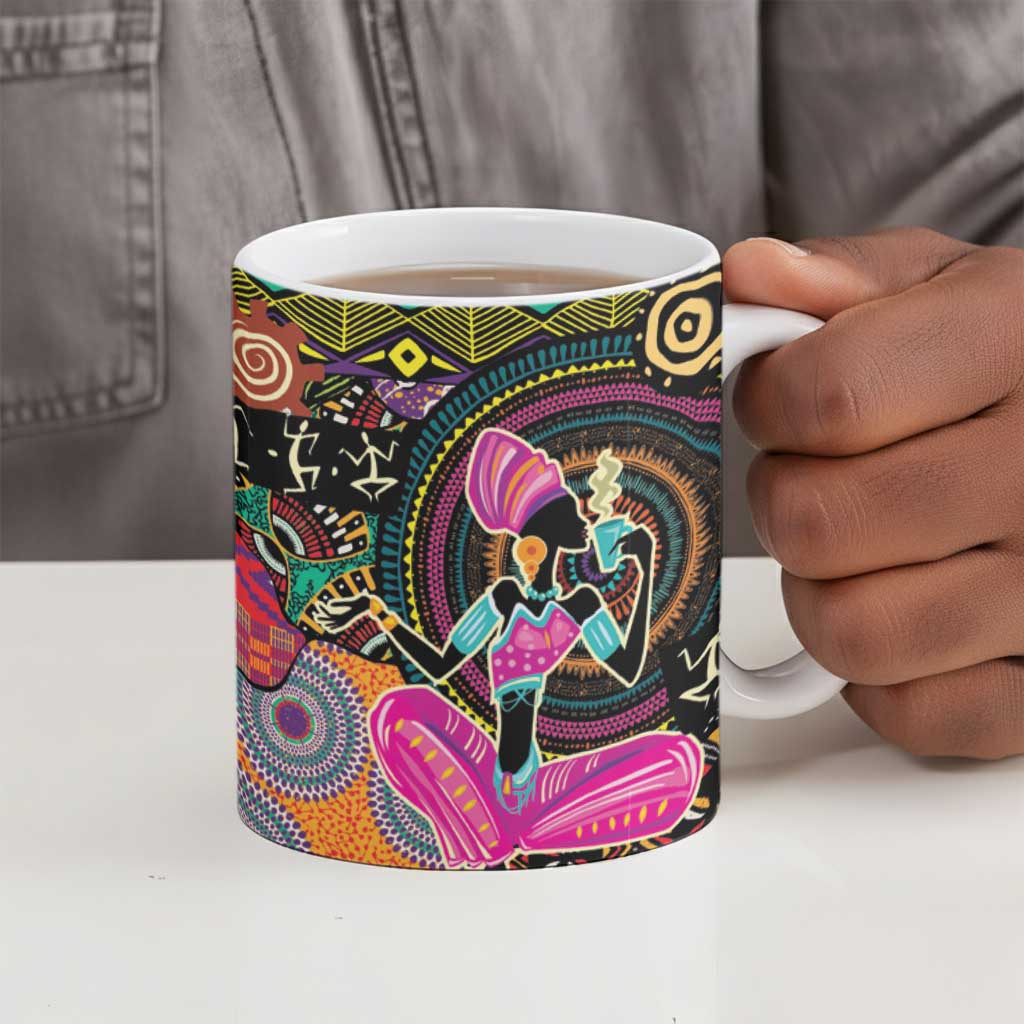 African Women Ethnic Motifs Ceramic Mug