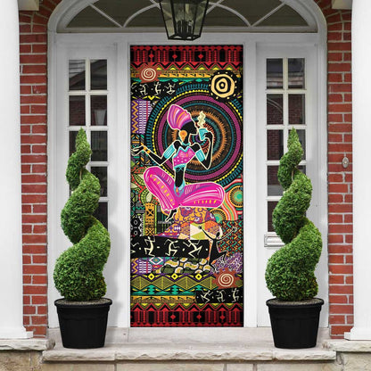 African Women Ethnic Motifs Door Cover