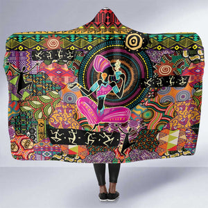 African Women Ethnic Motifs Hooded Blanket