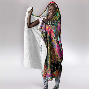 African Women Ethnic Motifs Hooded Blanket