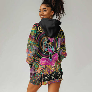 African Women Ethnic Motifs Hoodie Dress