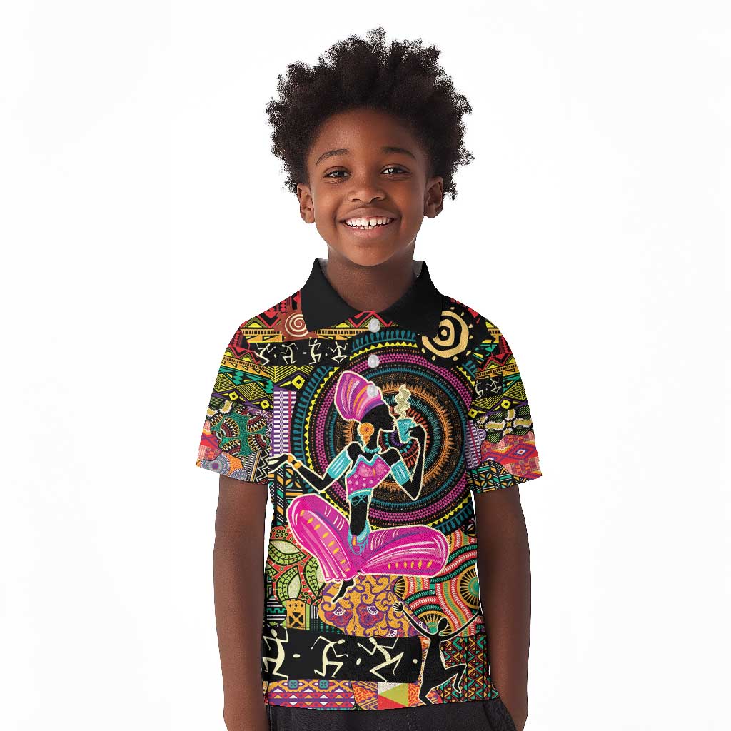 African Women Ethnic Motifs Kid Polo Shirt