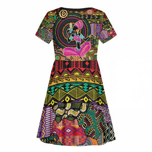 African Women Ethnic Motifs Kid Short Sleeve Dress