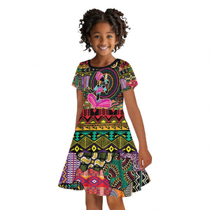 African Women Ethnic Motifs Kid Short Sleeve Dress