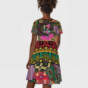 African Women Ethnic Motifs Kid Short Sleeve Dress