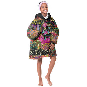 African Women Ethnic Motifs Kid Wearable Blanket Hoodie