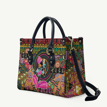 African Women Ethnic Motifs Leather Bag