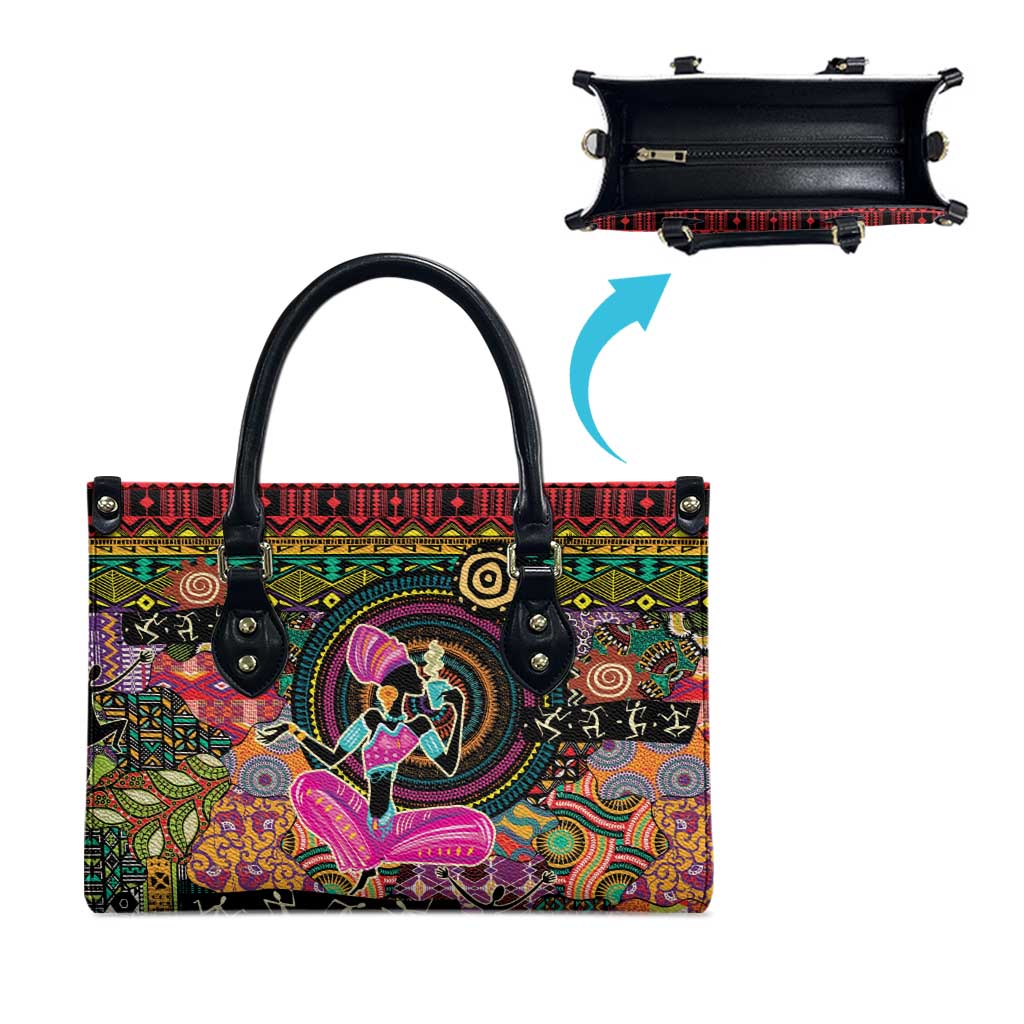 African Women Ethnic Motifs Leather Bag